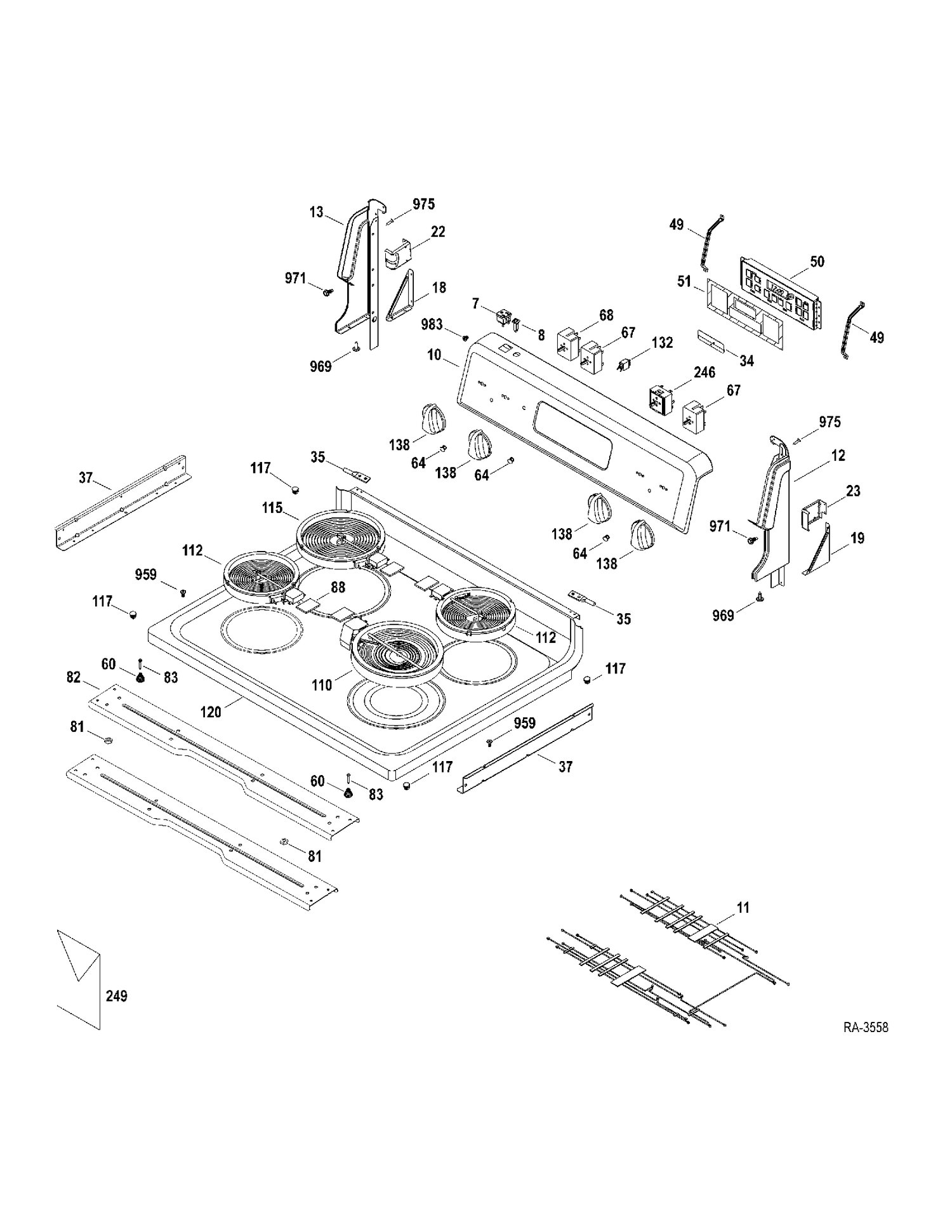 CONTROLS-COOKTOP Diagram and Parts List for MCB787DR1WW  General Electric Range