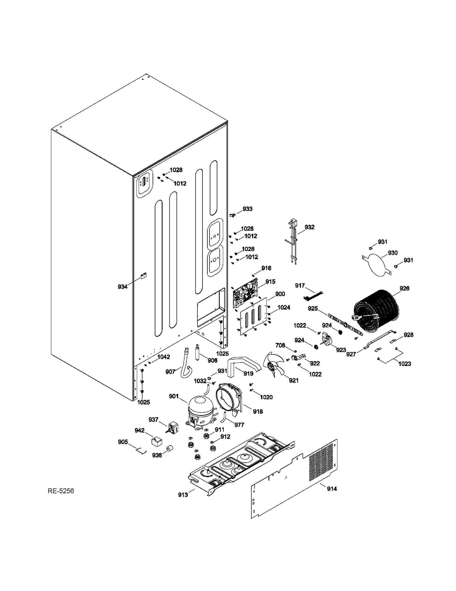 SEALED SYSTEM Diagram and Parts List for GDRS0KBXFRSS  General Electric Refrigerator