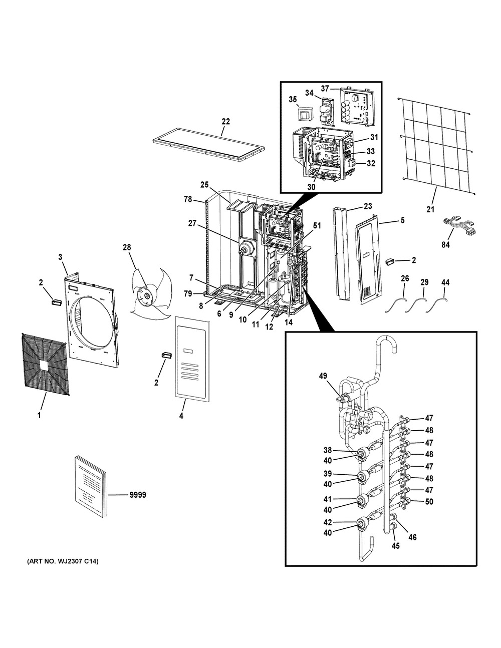Room Air Conditioner Diagram and Parts List for 4U36EH2HDA1  General Electric Air Conditioner