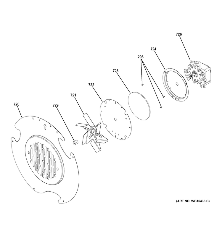 Convection Fan Diagram and Parts List for JGB860EEJ2ES  General Electric Range