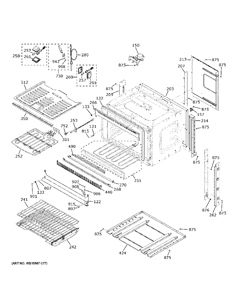 Body Parts Diagram and Parts List for PTS700RSN2SS  General Electric Wall Oven