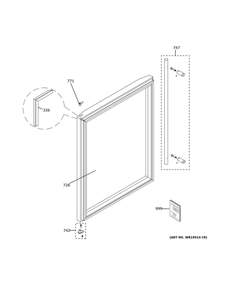 Door 1 Diagram and Parts List for ZDWI240HCII  General Electric Refrigerator