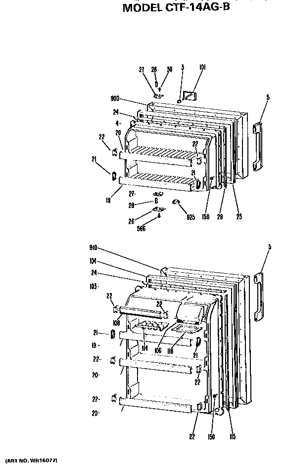 Doors Diagram and Parts List for CTF14AGB  Hotpoint Refrigerator