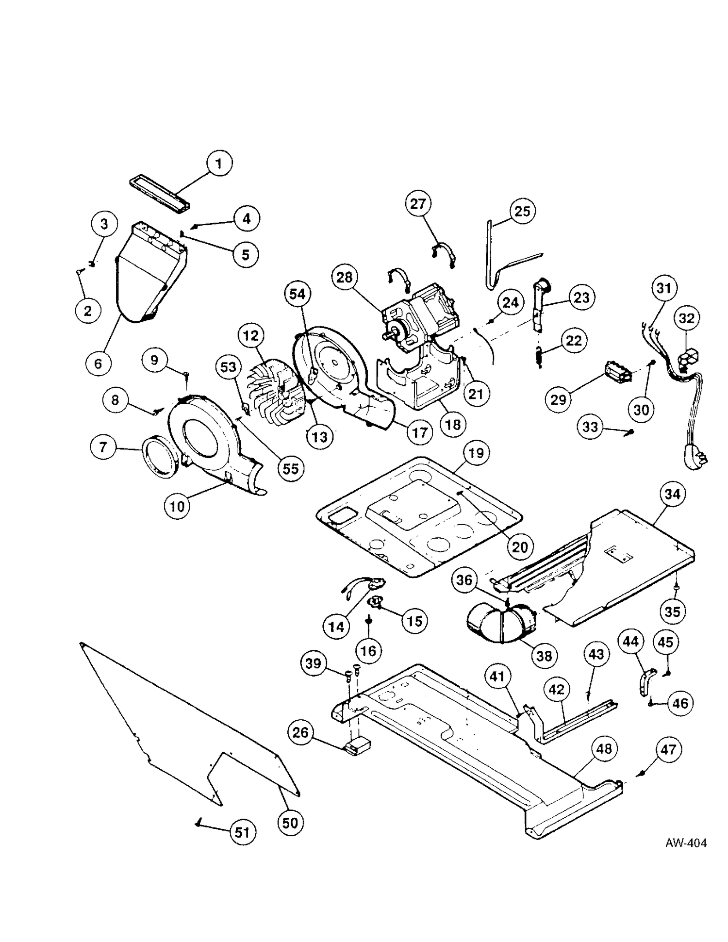MOTOR / BLOWER / BELT Diagram and Parts List for 51270-W0  General Electric Washer