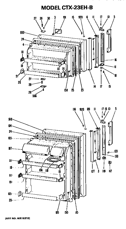 Doors Diagram and Parts List for CTX23EHB  Hotpoint Refrigerator