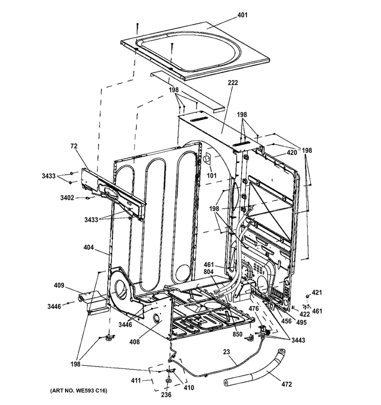 Cabinet Diagram and Parts List for GFDS175GH1DG  General Electric Dryer