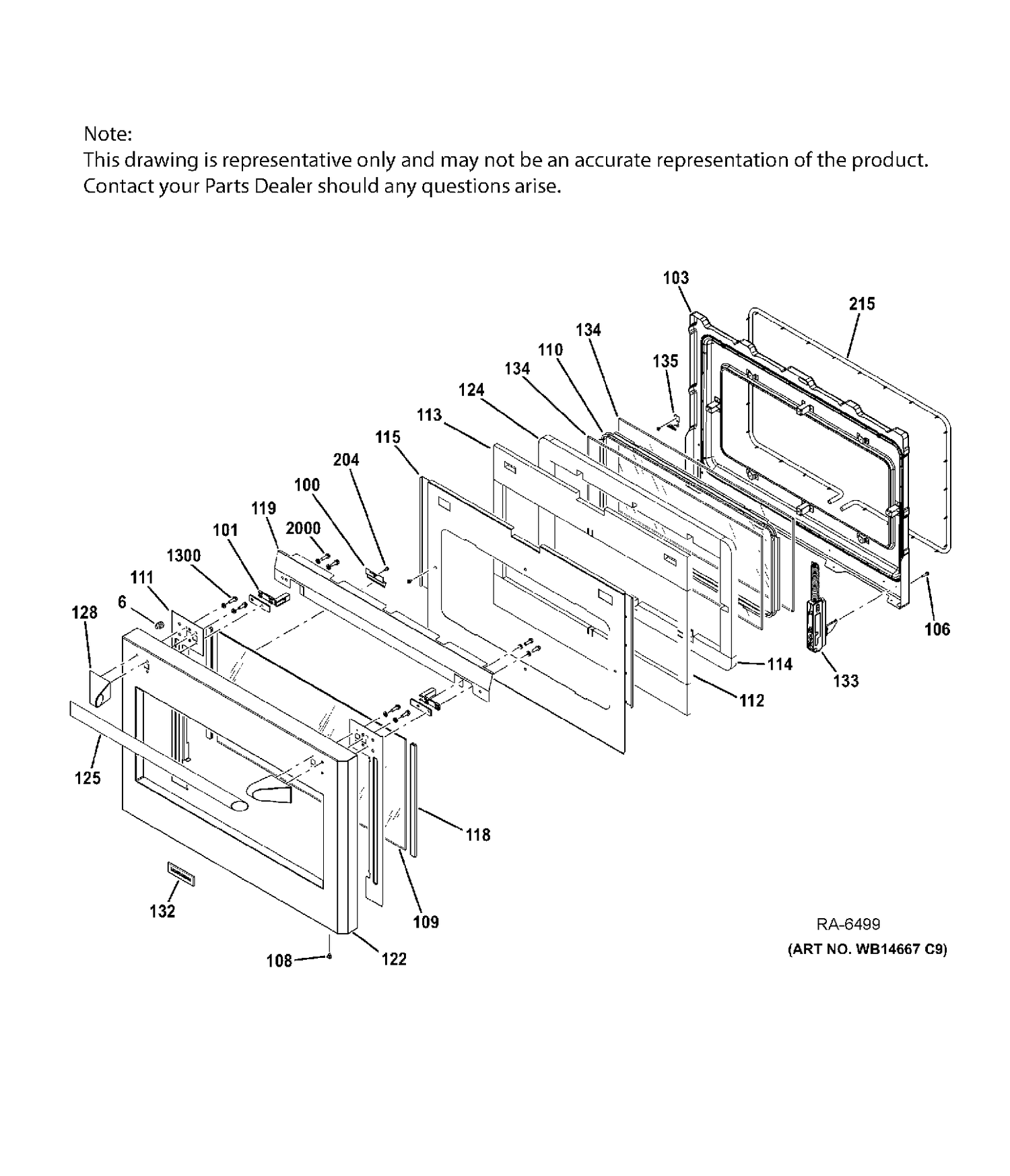 DOOR Diagram and Parts List for ZDP364NRP7SS  General Electric Range