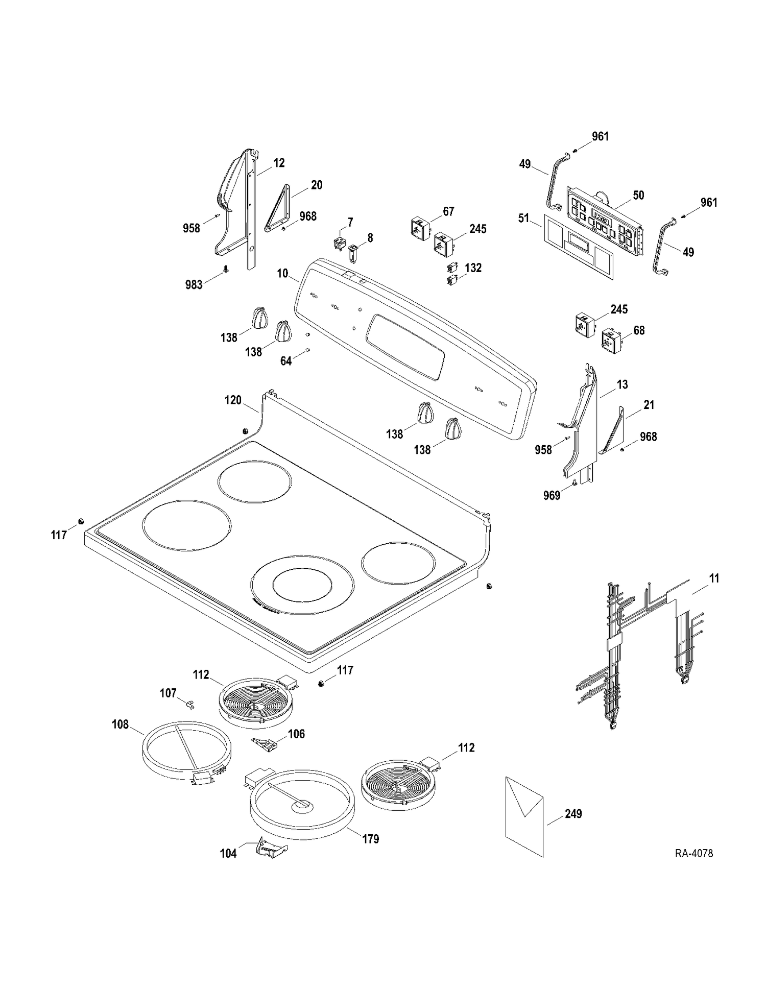 CONTROLS-COOKTOP Diagram and Parts List for JCBP68MP3BS  General Electric Range