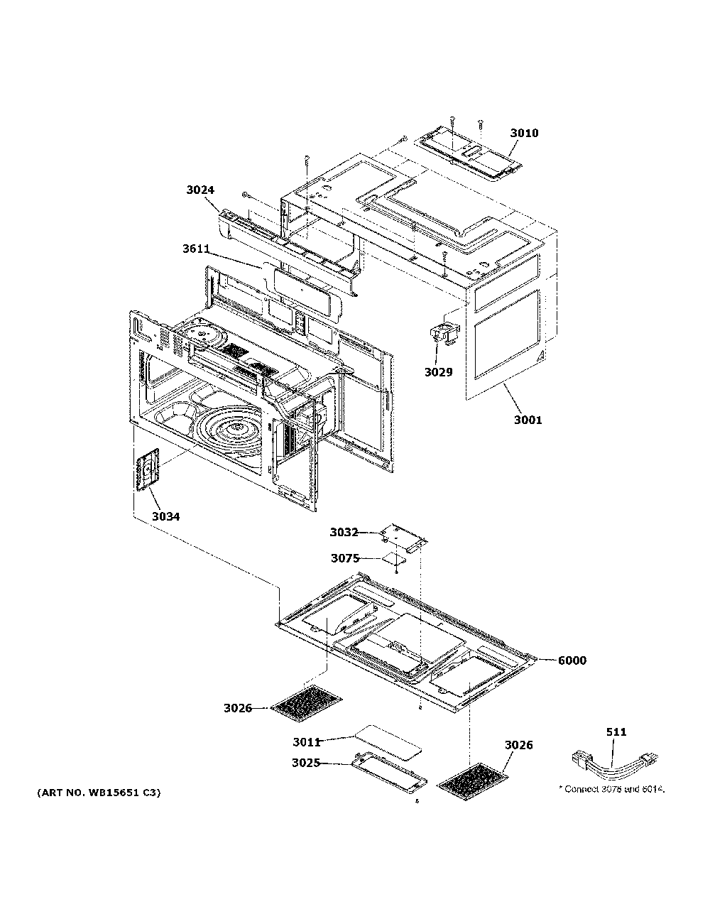 Oven cavity parts Diagram and Parts List for PVM9215SK6SS  General Electric Microwave