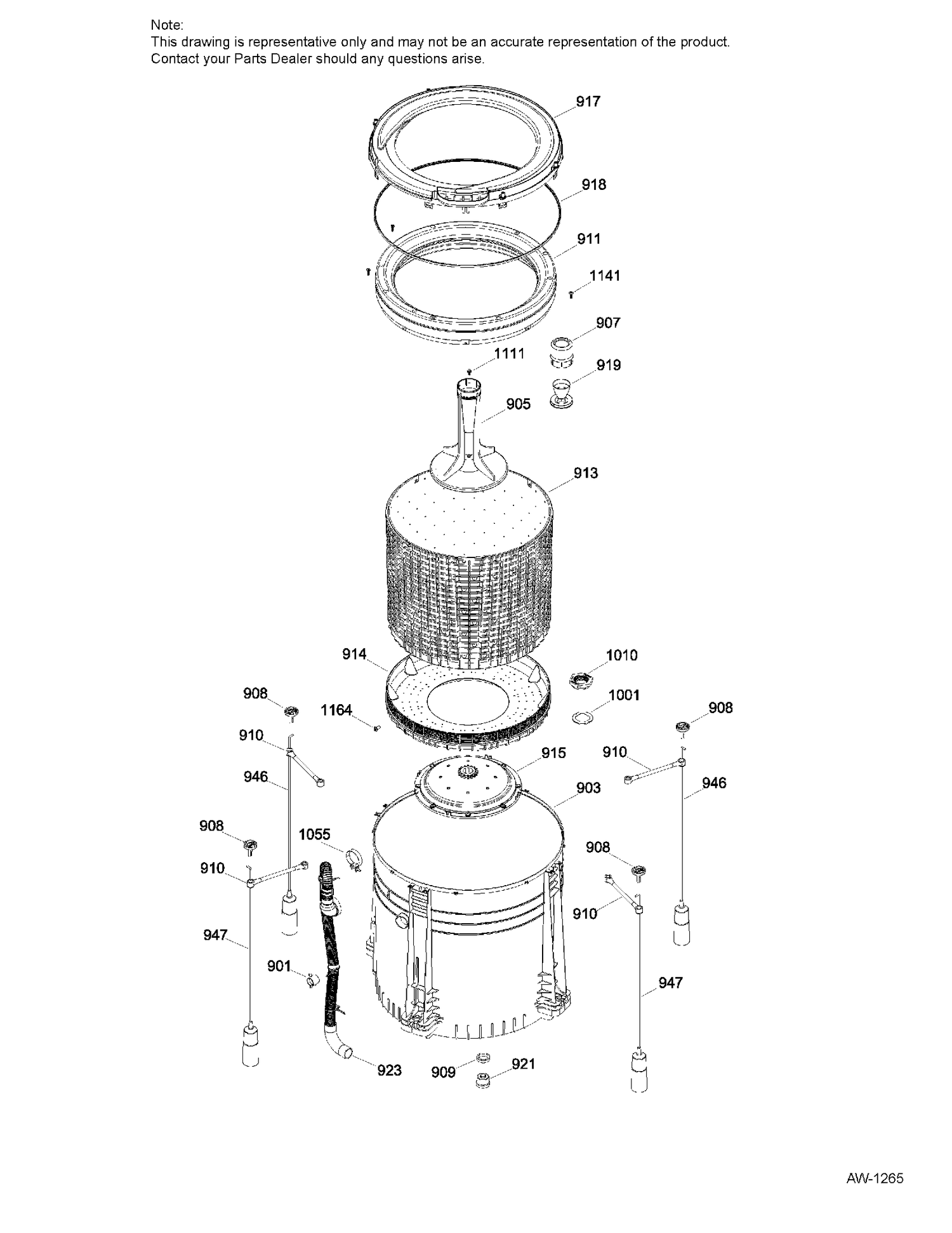 TUB WASHER Diagram and Parts List for C978-97322411  General Electric Dryer