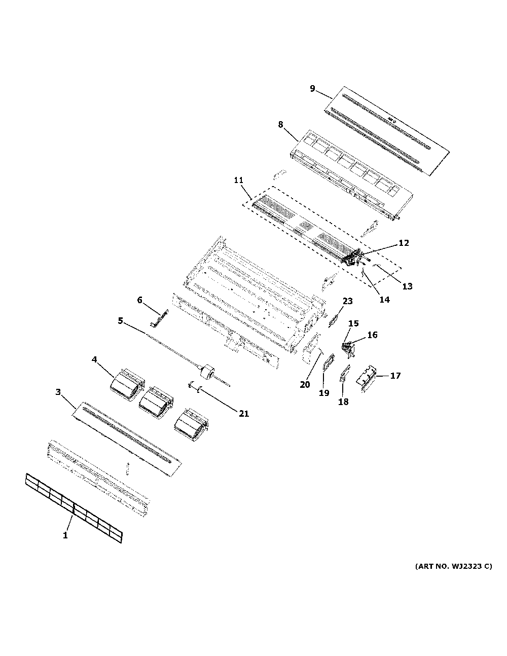 Room air conditioner Diagram and Parts List for MVAM048ME2AA1  General Electric Air Conditioner