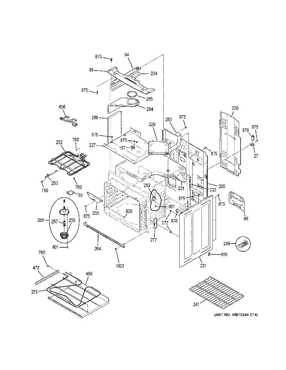 Body parts Diagram and Parts List for PHB920EJ6ES  General Electric Range