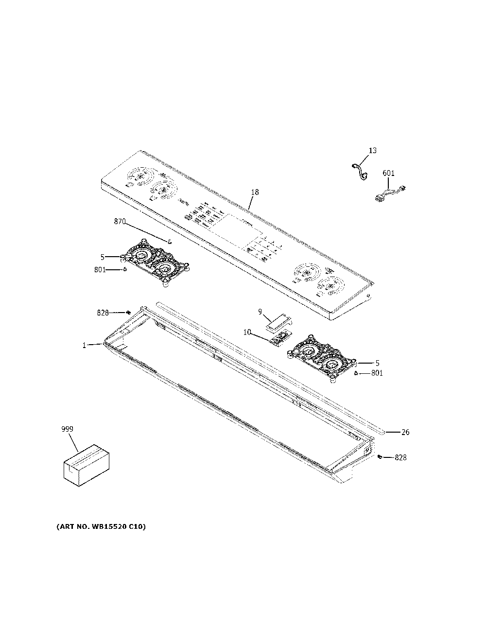 Control Panel Diagram and Parts List for CES700M2N4S5  General Electric Range