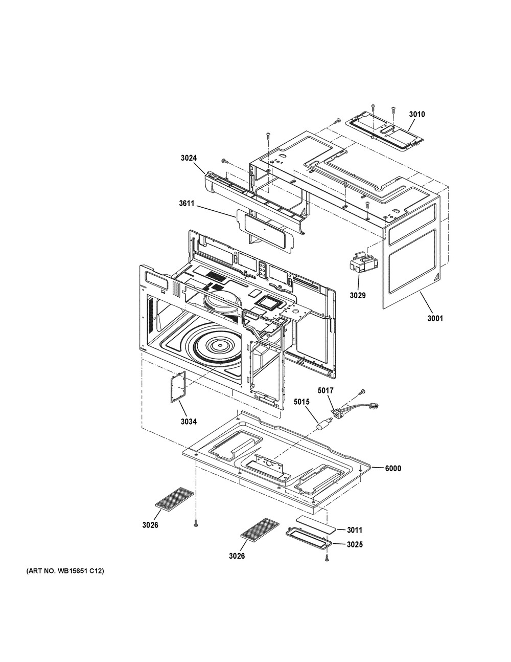 Oven Cavity Parts Diagram and Parts List for JVM6172SK6SS  General Electric Wall Oven
