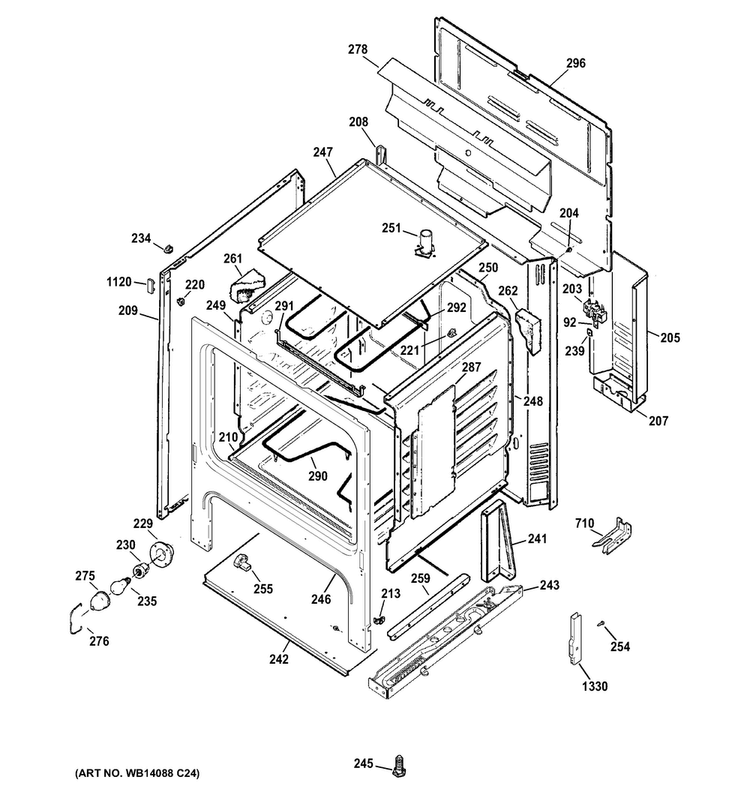 Body Parts Diagram and Parts List for RB526DP2BB  Hotpoint Range