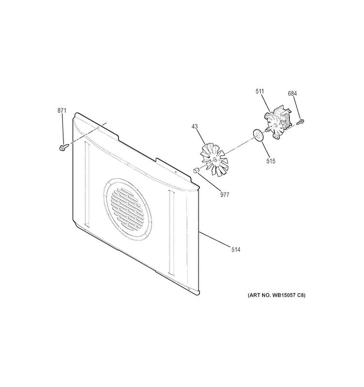 Convection Fan Diagram and Parts List for JB860EJ2ES  General Electric Range