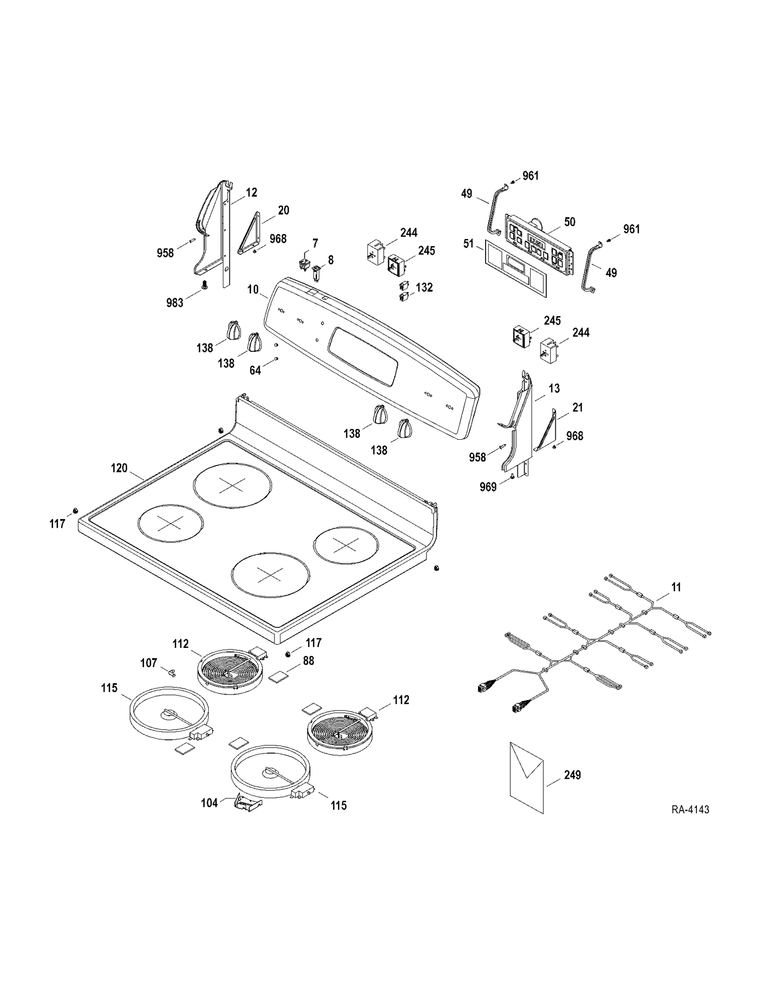 CONTROLS-COOKTOP Diagram and Parts List for JCBP620ST1SS  General Electric Range