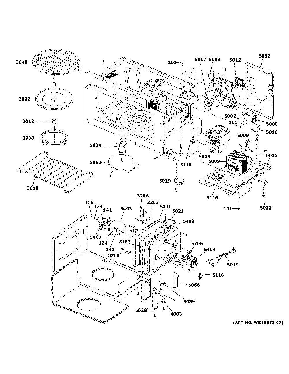 Interior parts 1 Diagram and Parts List for PVM9179BL6TS  General Electric Microwave