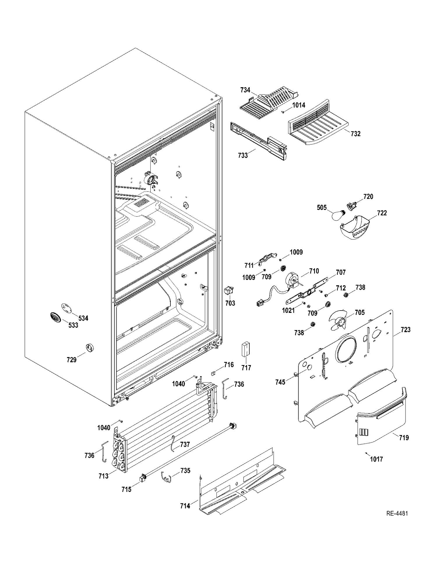 FZ SECTION Diagram and Parts List for PDRS0MBYERSS  General Electric Refrigerator