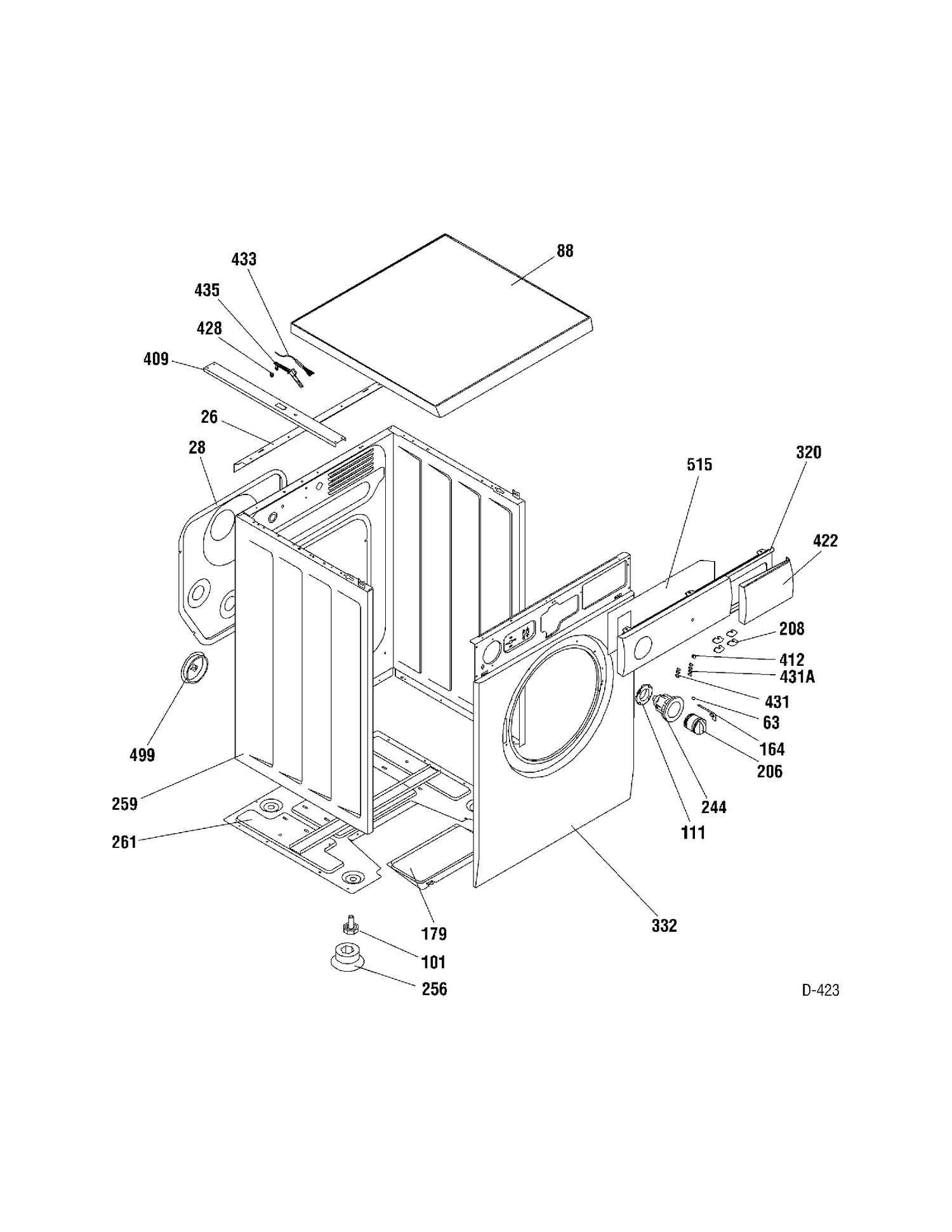 CABINET Diagram and Parts List for RCKH315EFWW  General Electric Dryer