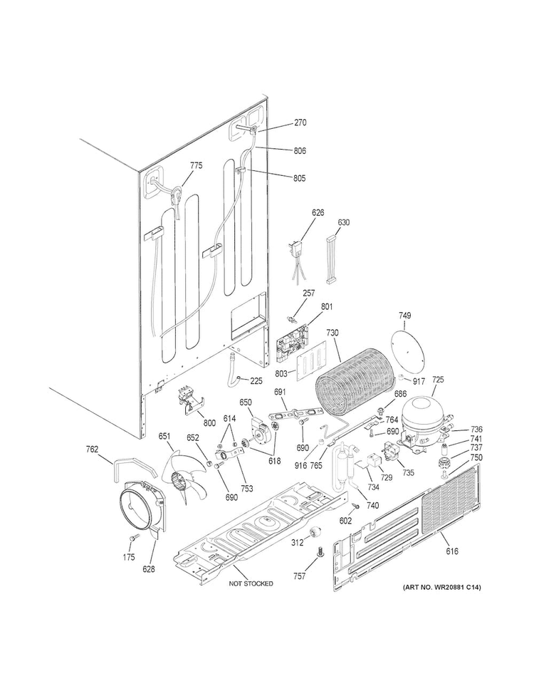 Machine Compartment Diagram and Parts List for GSS25GSHFCSS  General Electric Refrigerator