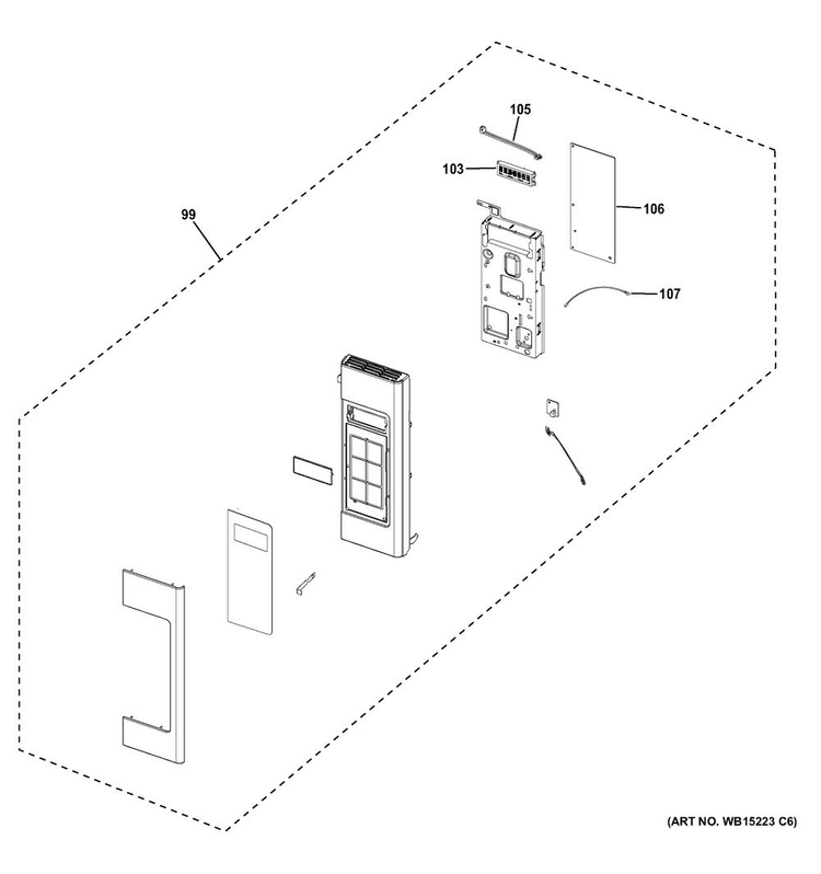 Control Parts Diagram and Parts List for JVM7195DK1CC  General Electric Microwave