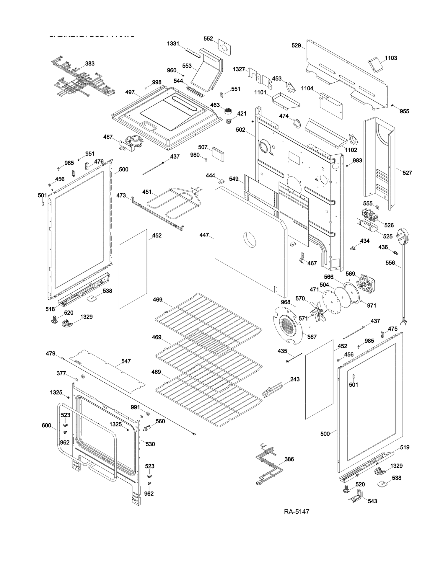 BODY PARTS Diagram and Parts List for PC2B930DET2WW  General Electric Range