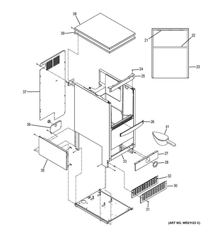 Cabinet Diagram and Parts List for UNC15NJBII  General Electric Ice Maker