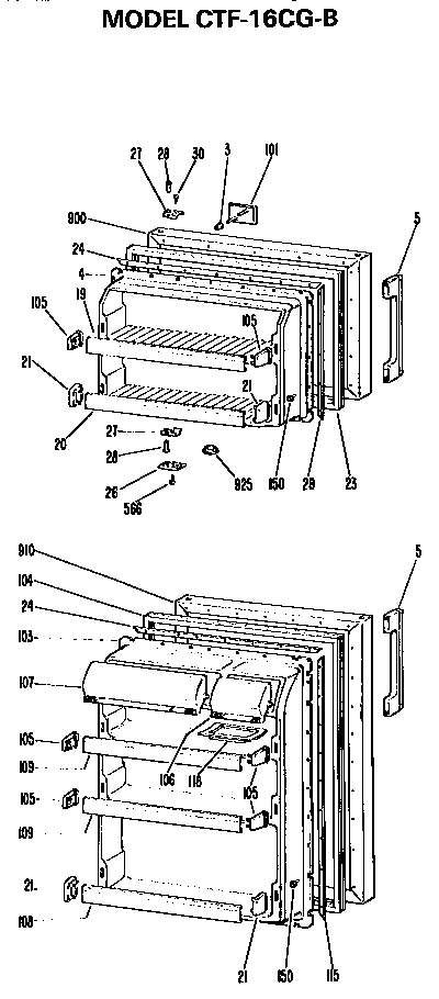 Doors Diagram and Parts List for CTF16CGB  Hotpoint Refrigerator