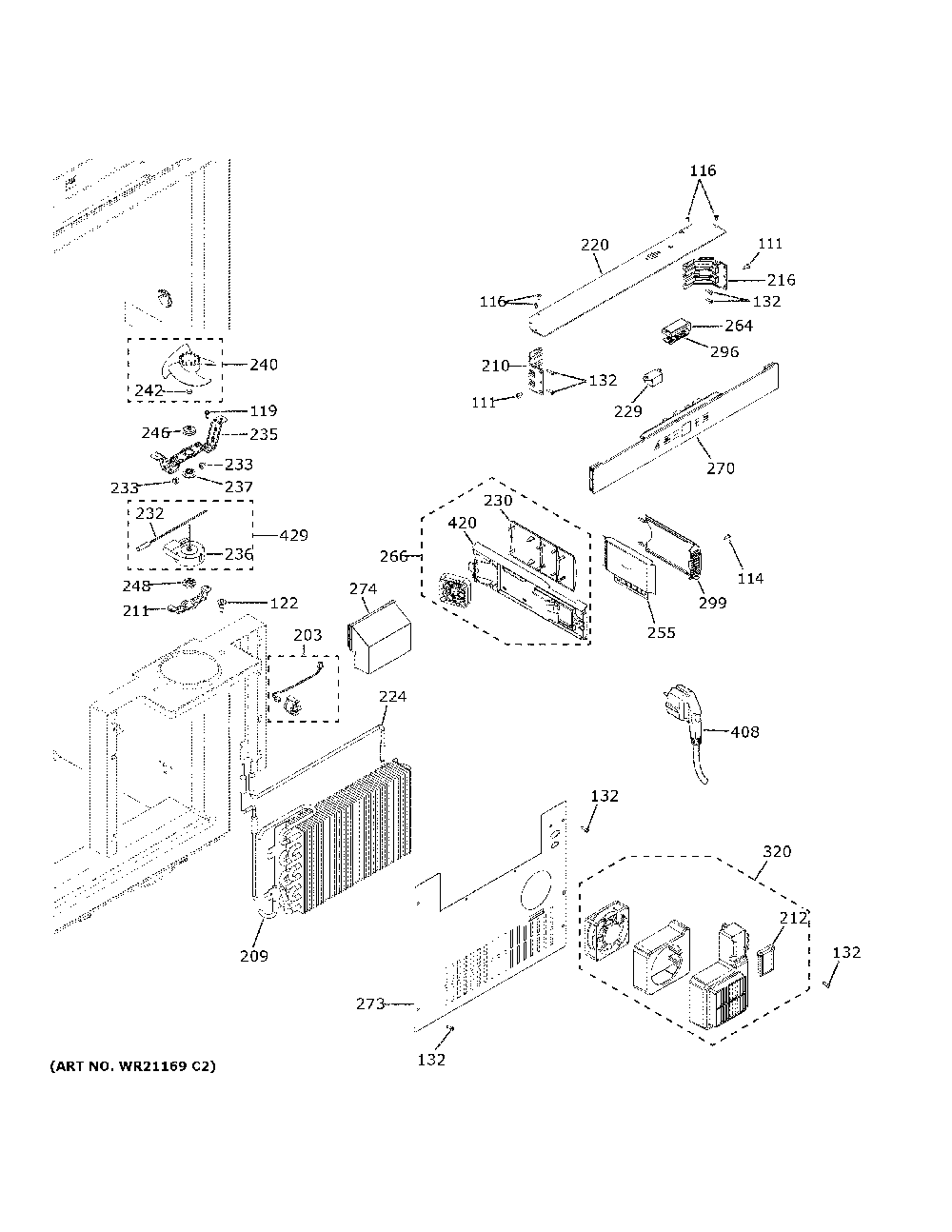 Fresh Food Section Diagram and Parts List for ZIR301NPPBII  General Electric Refrigerator