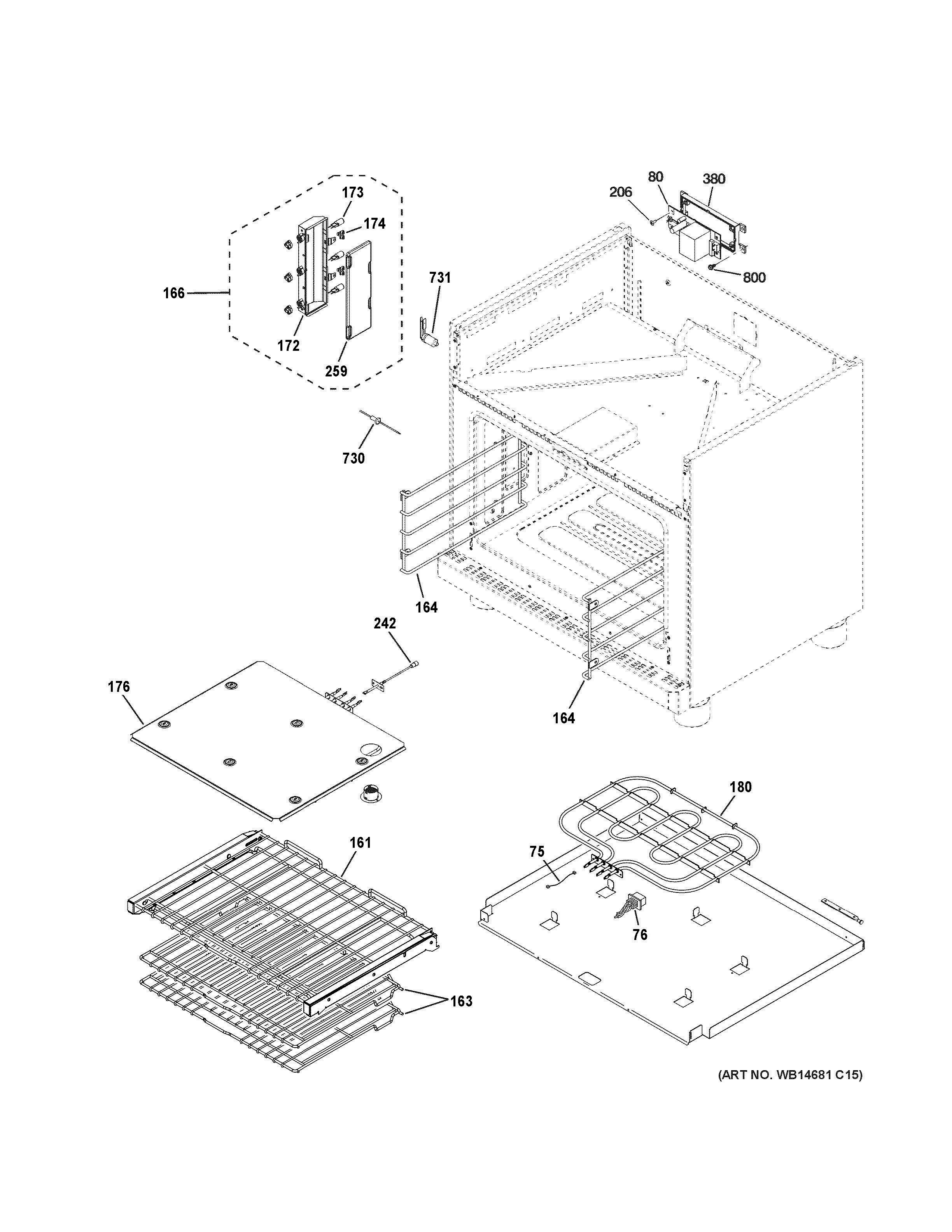 OVEN CAVITY PARTS Diagram and Parts List for C2Y366SEL1SS  General Electric Range