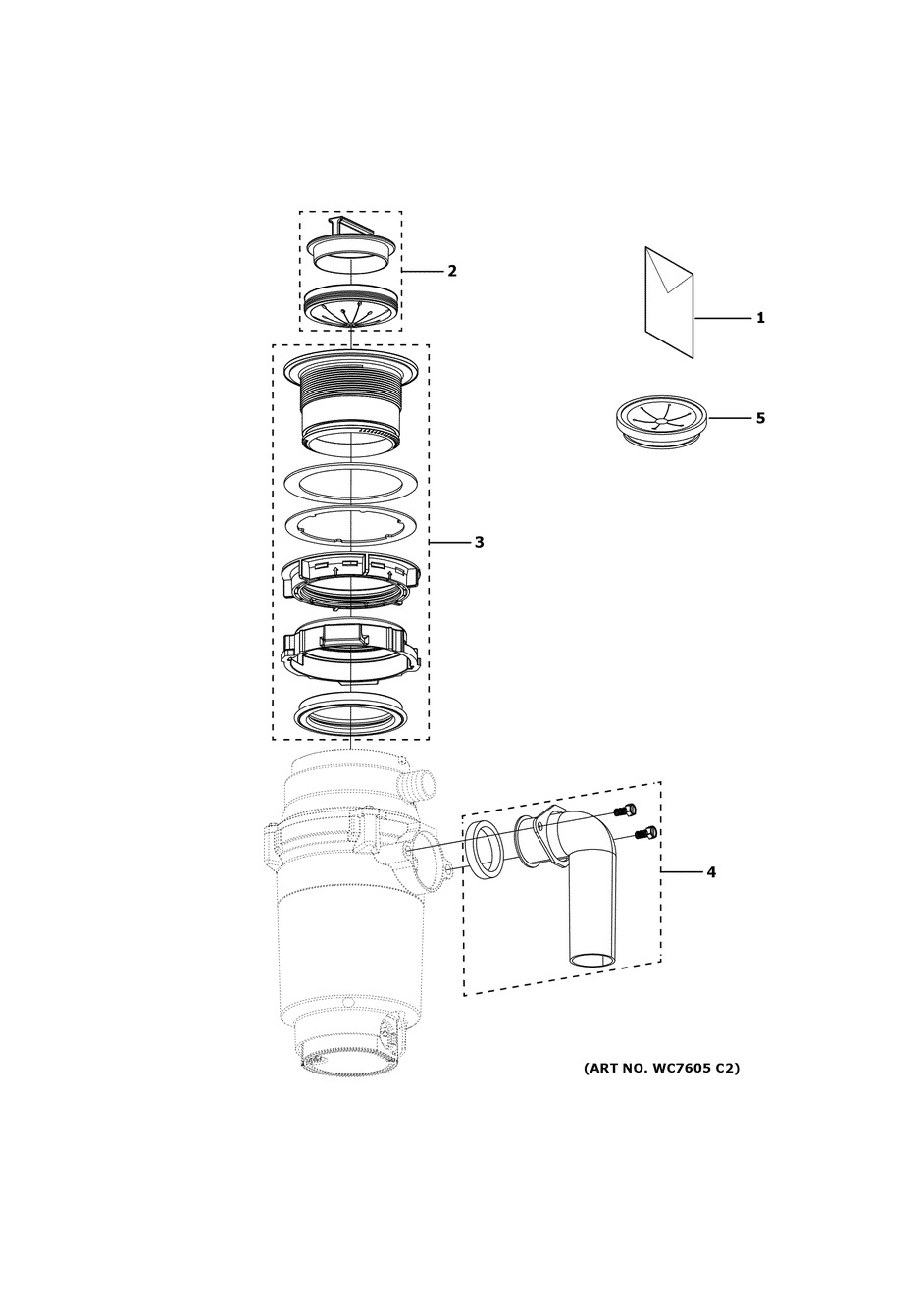 Disposer Diagram and Parts List for GFC320N  General Electric Food Waste Disposer