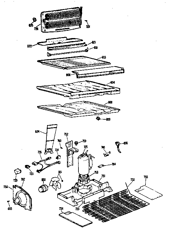 Unit Parts Diagram and Parts List for TBX21PKB  General Electric Refrigerator