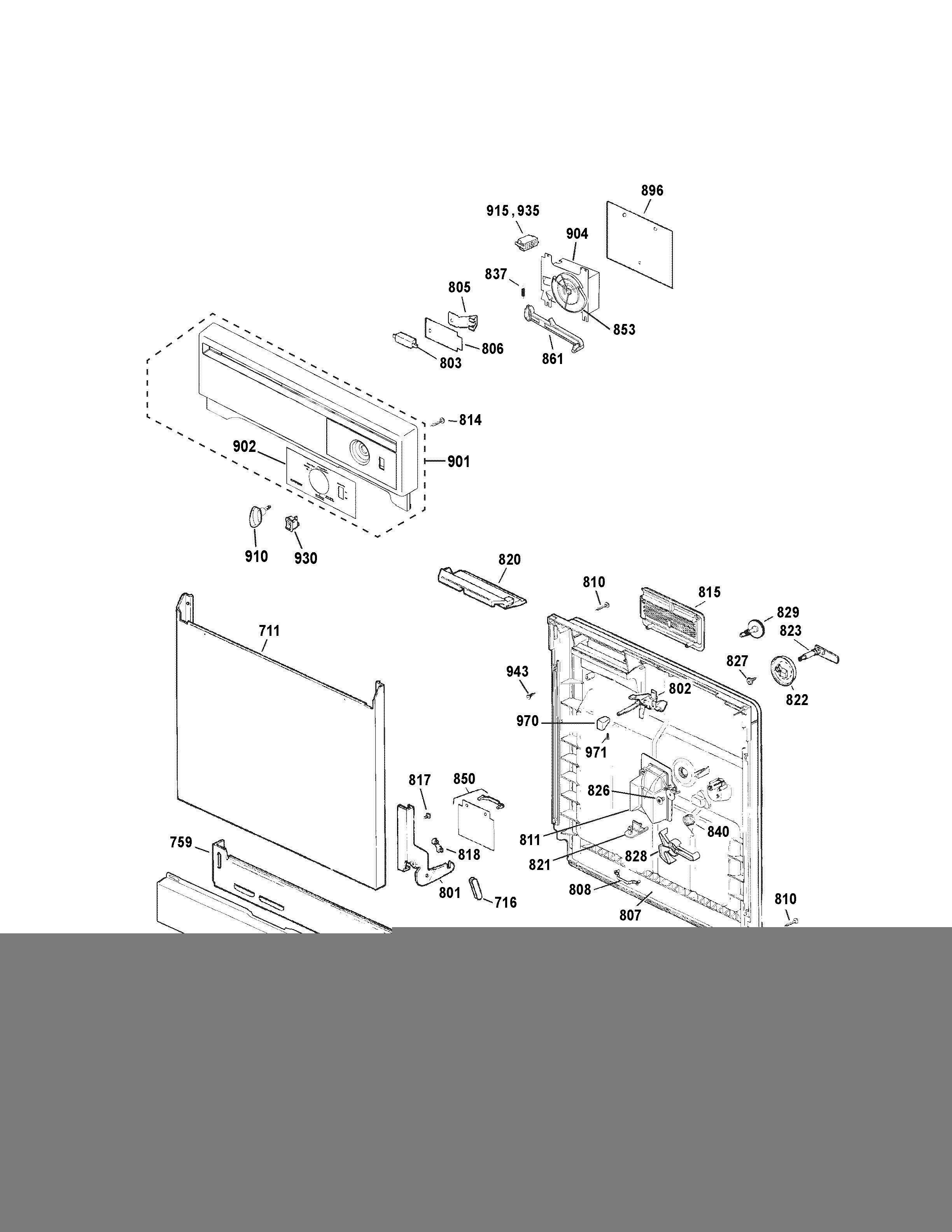 ESCUTCHEON DOOR ASSEMBLY Diagram and Parts List for HDA1100R00WH  General Electric Dishwasher