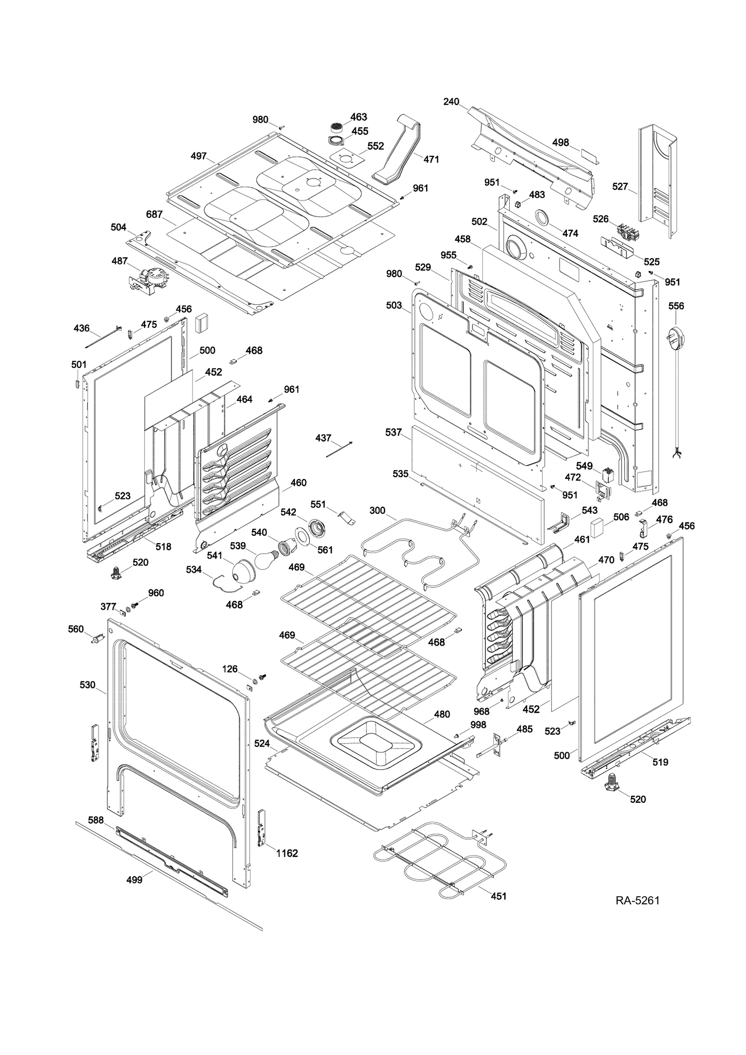 BODY PARTS Diagram and Parts List for JCB730DF1BB  General Electric Range