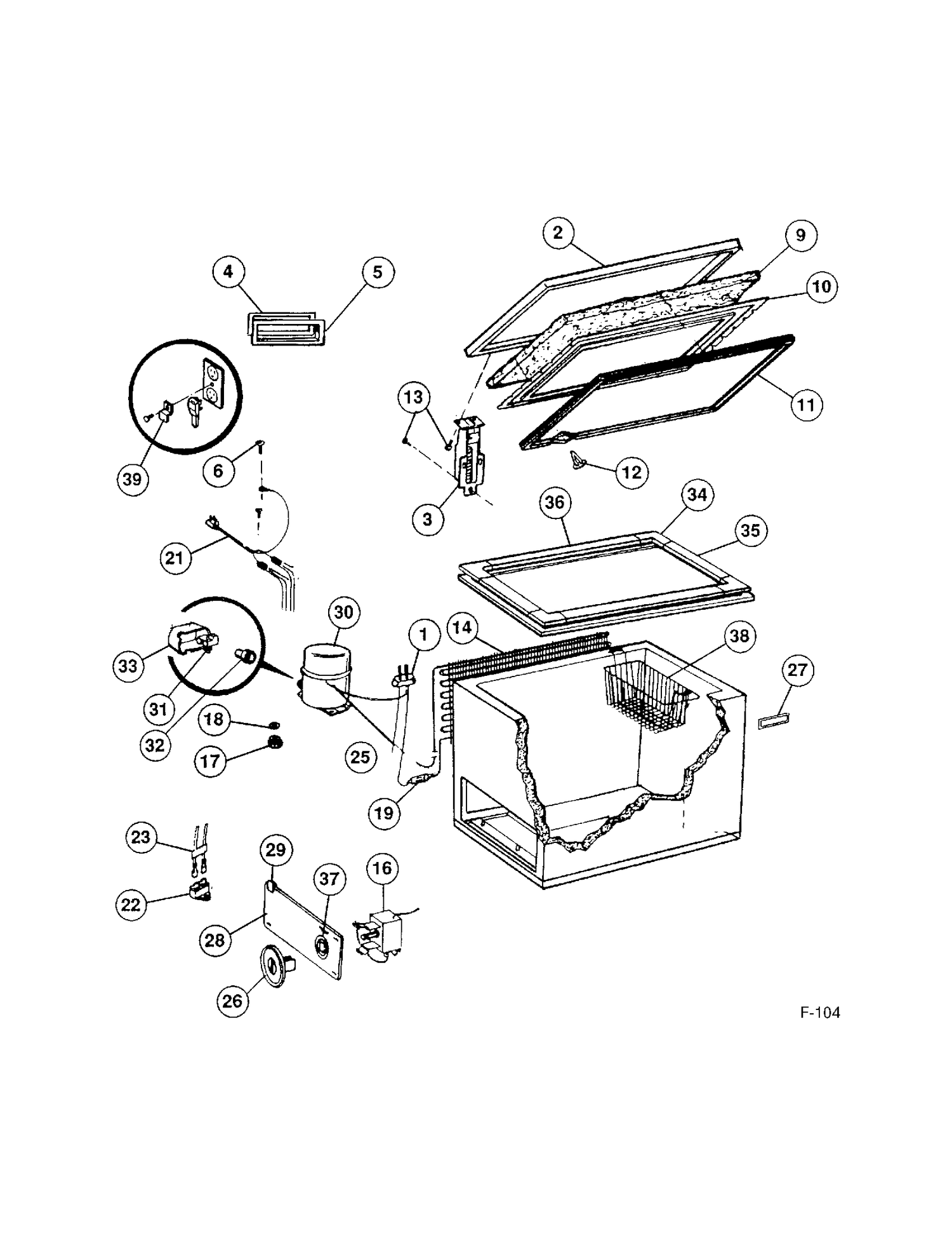 FREEZER Diagram and Parts List for 80870  General Electric Freezer
