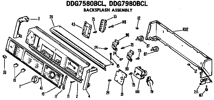 Backsplash For Ddg7580bcl And Ddg7980bcl Only Diagram and Parts List for DDG7188VKL  General Electric Dryer