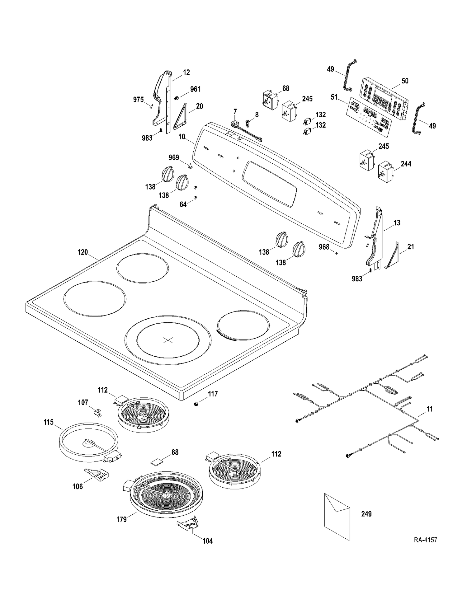CONTROLS-COOKTOP Diagram and Parts List for JCBP660DT1WW  General Electric Range