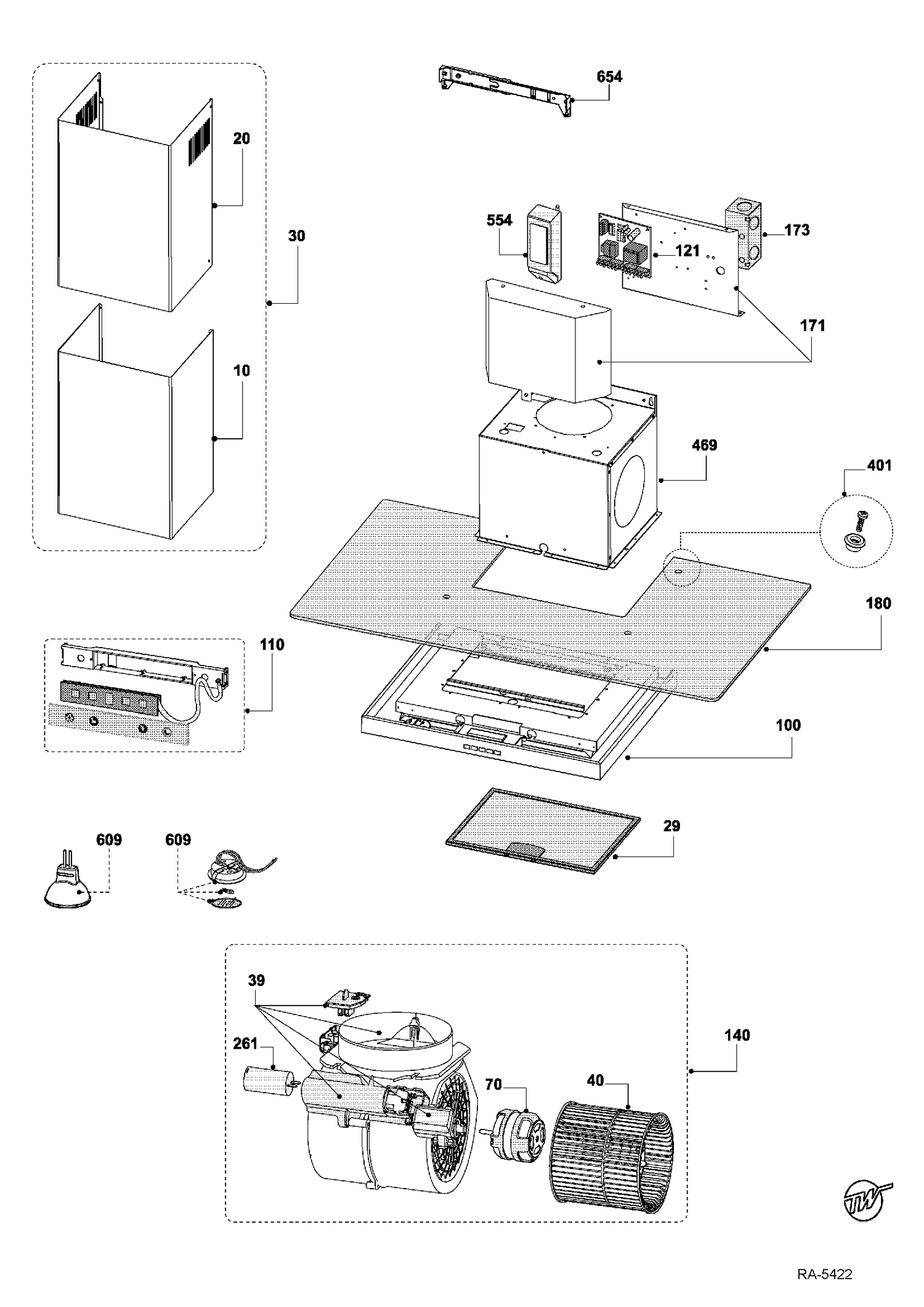RANGE HOOD Diagram and Parts List for PVWG930S1SV  General Electric Range Hood