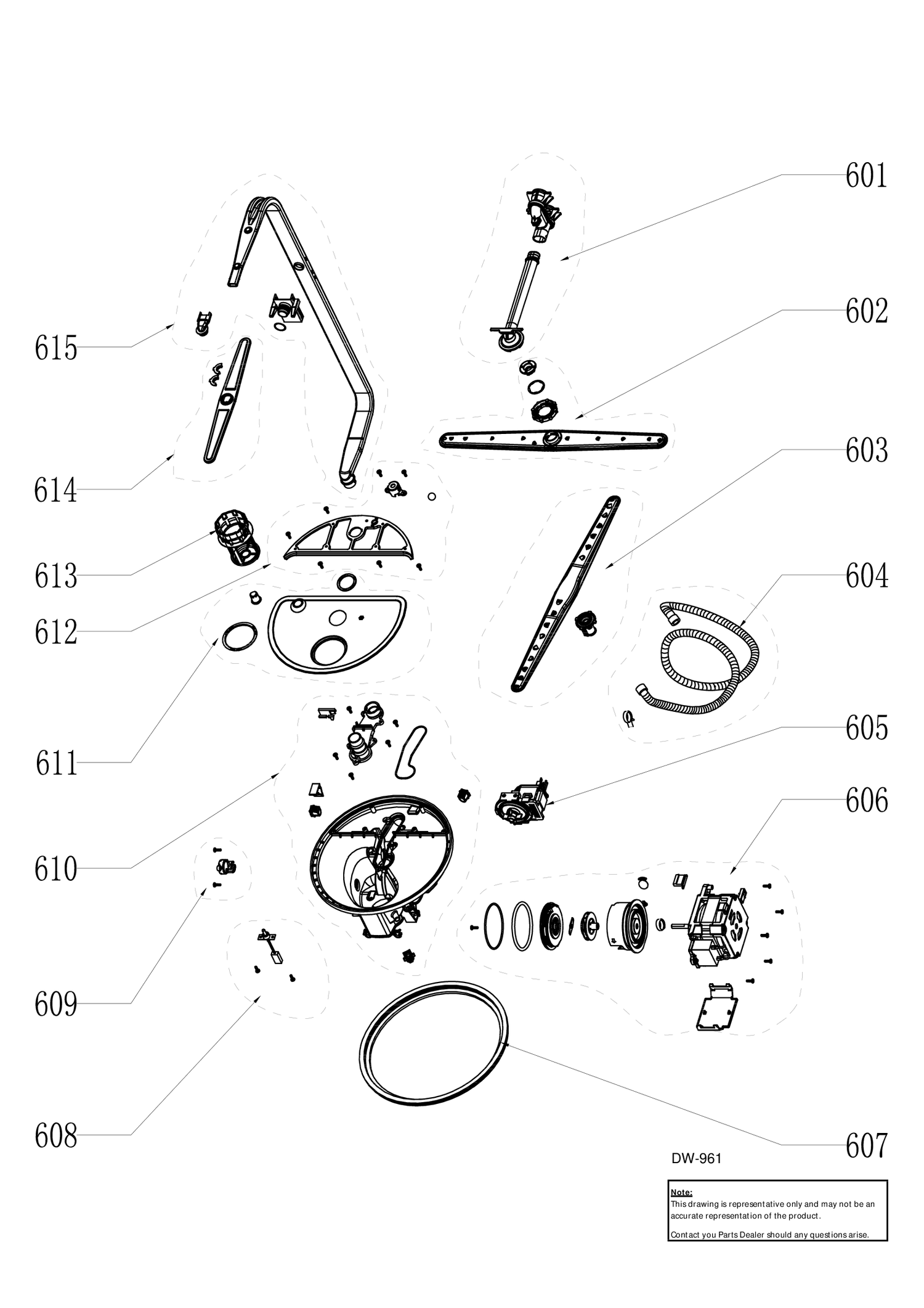 WATER SYSTEM Diagram and Parts List for GDF630SGF0BB  General Electric Dishwasher