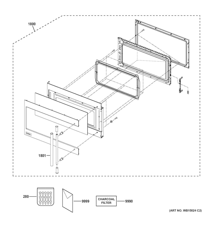 Door Parts Diagram and Parts List for ZSA1201J2SS  General Electric Microwave