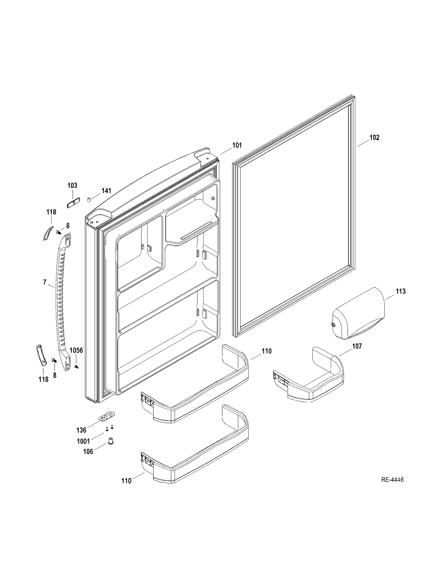 FF DOOR Diagram and Parts List for MBRC0GAXERWW  General Electric Refrigerator