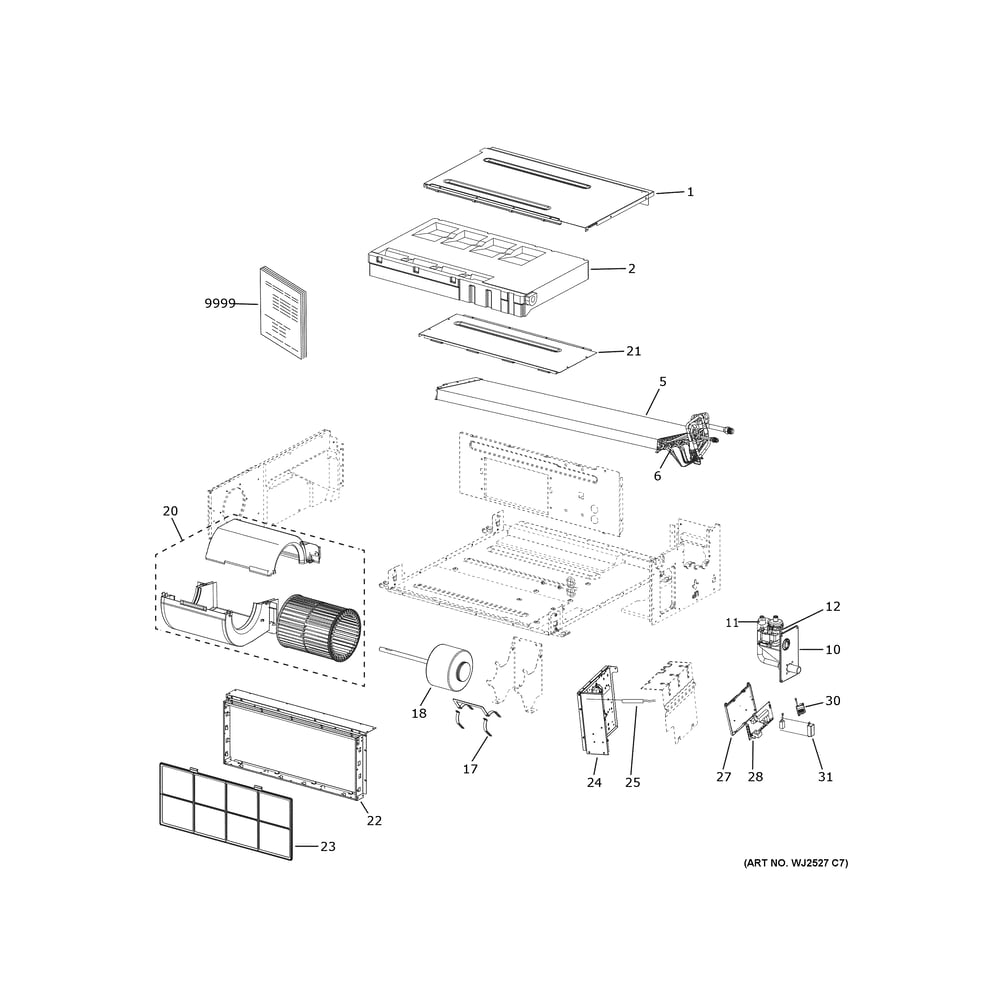 Room Air Conditioner Diagram and Parts List for US07MB2BEA1  General Electric Air Conditioner