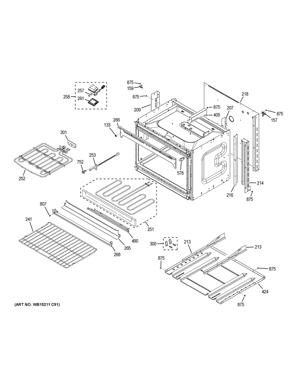 Lower Oven Diagram and Parts List for JT3500DF6WW  General Electric Wall Oven