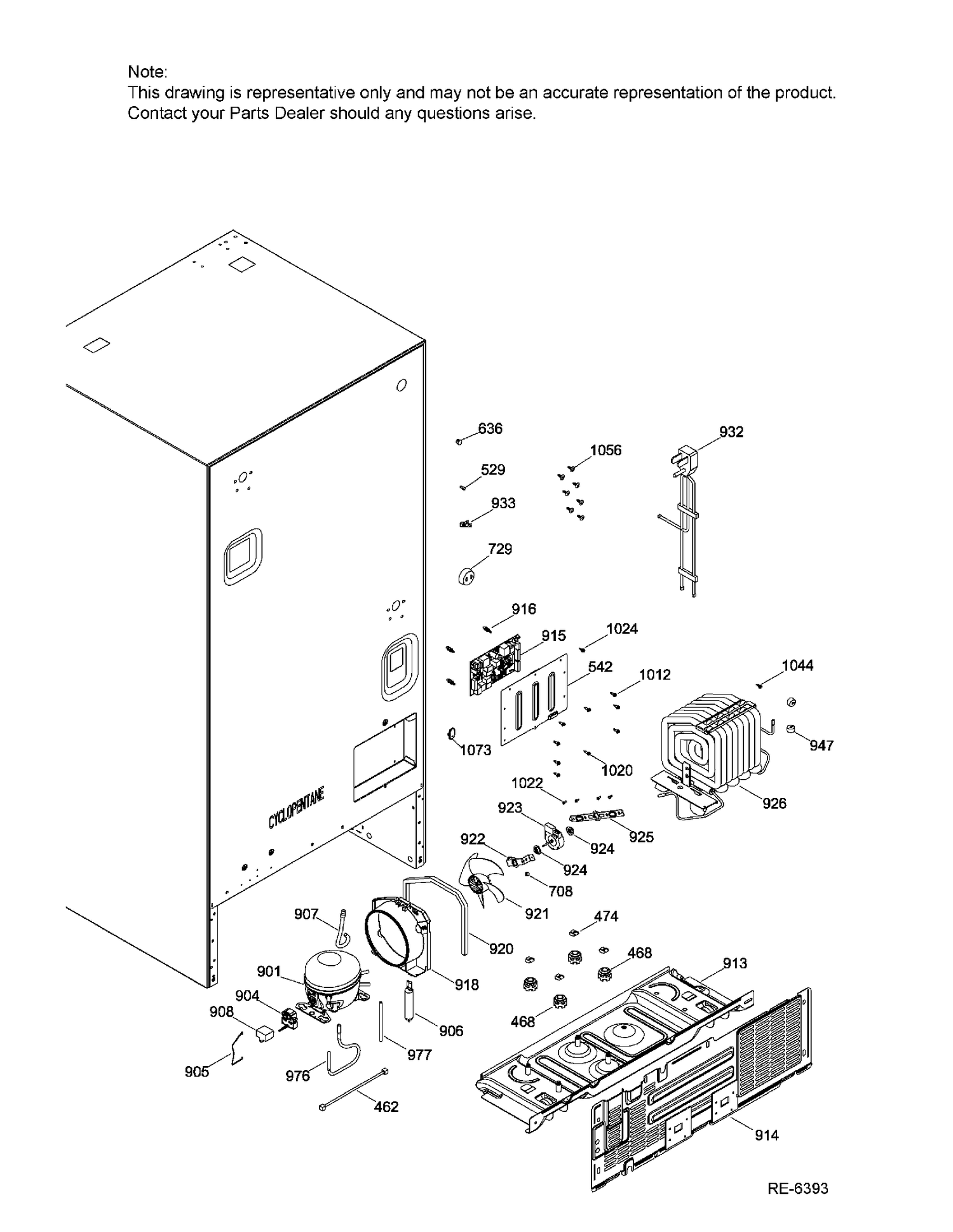 SEALED SYSTEM & MOTHERBOARD Diagram and Parts List for GBE21AGKAKBB  General Electric Refrigerator