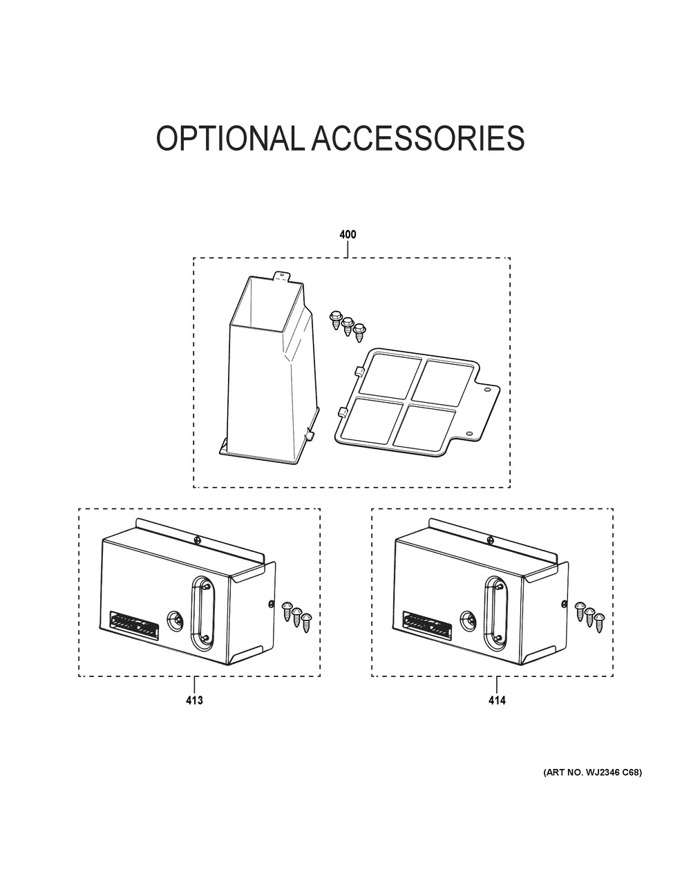 Optional Accessories Diagram and Parts List for AHHS09E3XXA1  General Electric Air Conditioner