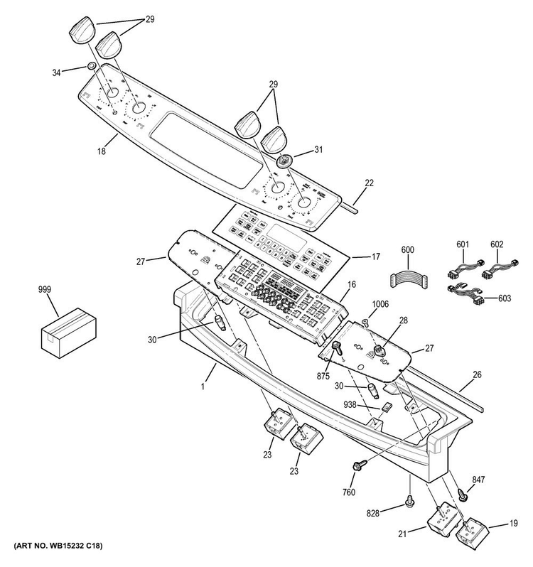 Control Panel Diagram and Parts List for JD750SF3SS  General Electric Range