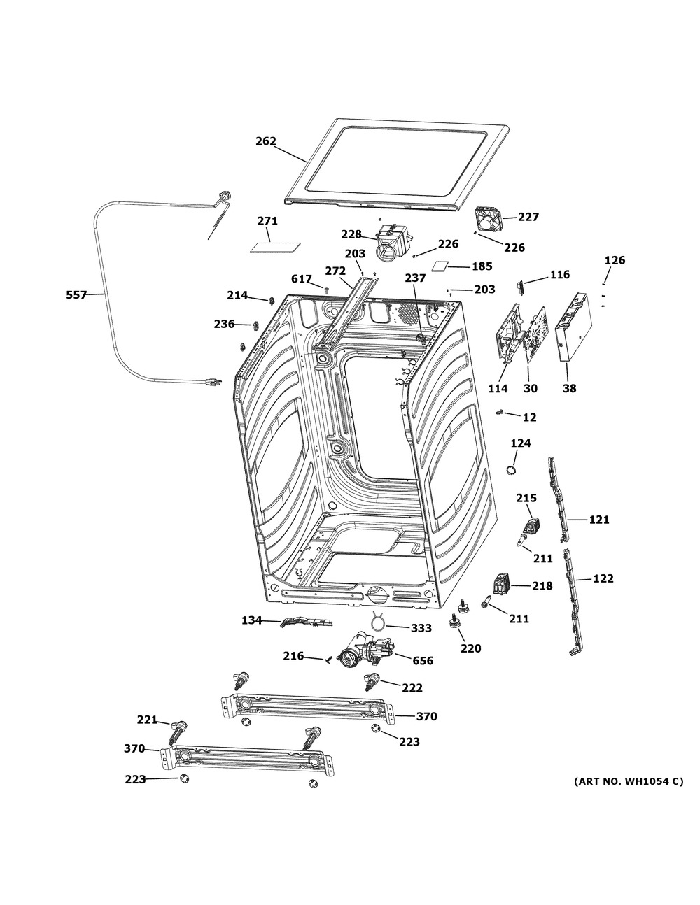 Cabinet (1) Diagram and Parts List for GFW850SSN5WW  General Electric Washer