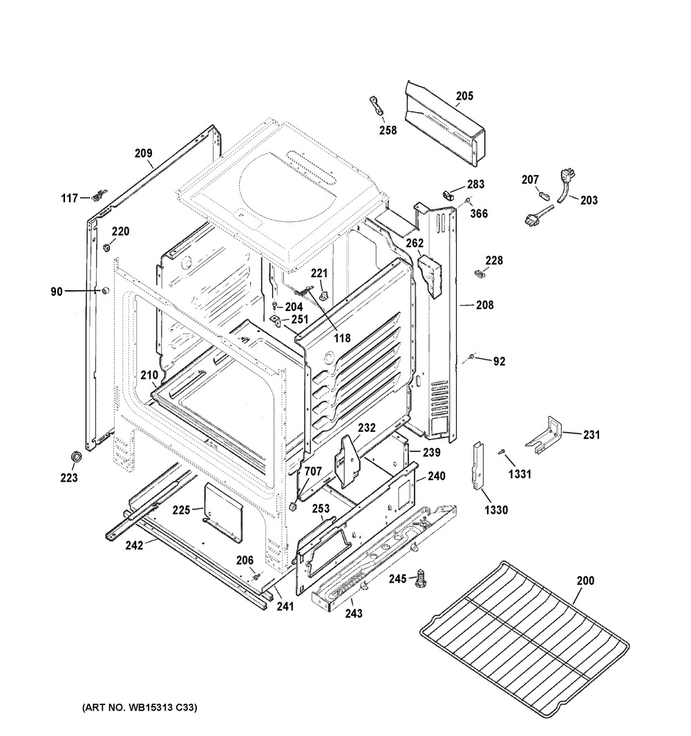 Body Parts Diagram and Parts List for RGBS300DM2BB  General Electric Range