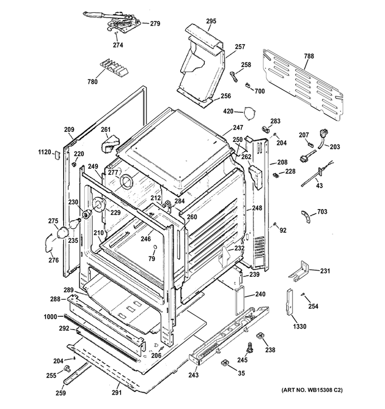 Body Parts Diagram and Parts List for JGB640SEF5SS  General Electric Range